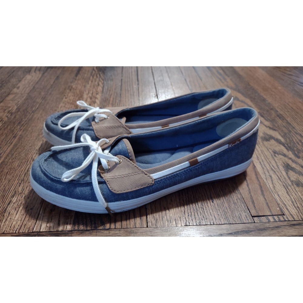 Keds Glimmer‎ Women's Boat Shoes Size 9.5 Denim Blue Chambray Ortholite WF58001